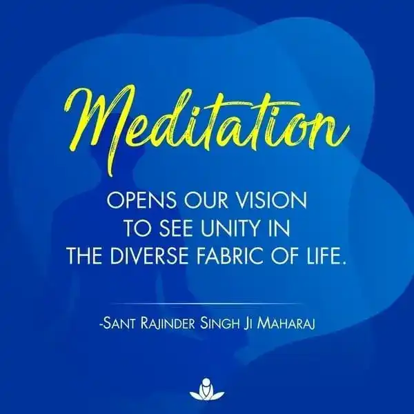 Meditation opens our vision to see unity in the diverse fabric of life.
