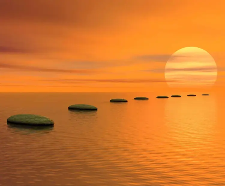 peaceful stones in water for meditation
