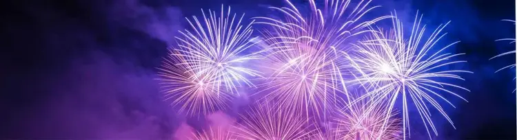 Bright radiant fireworks