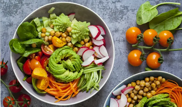 Vibrant vegan salad bowl