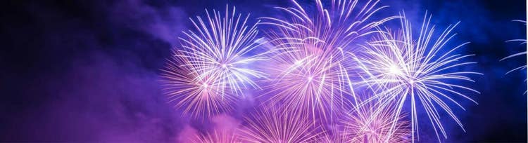 Bright radiant fireworks