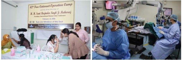 Volunteer eye surgeons at work during the camp
