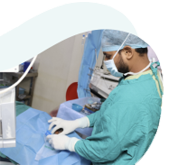 Volunteer surgeons performing cataract surgery at the free eye camp